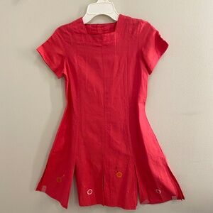 Catimini Girl's 8Y Raspberry Embroidered Whimsical Dress, socks and headband